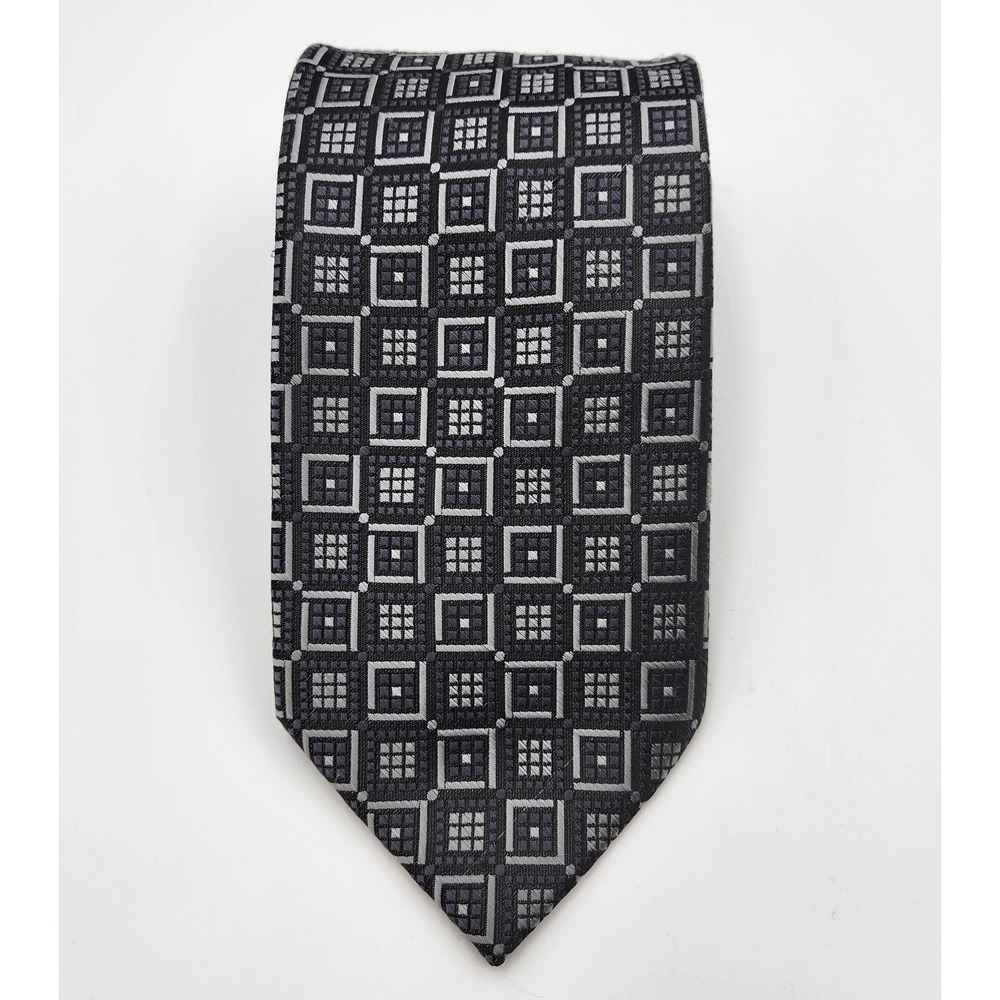 Stafford Pointed Neck‎ Tie Men's One Size Gray Printed 100% Silk Business Casual
